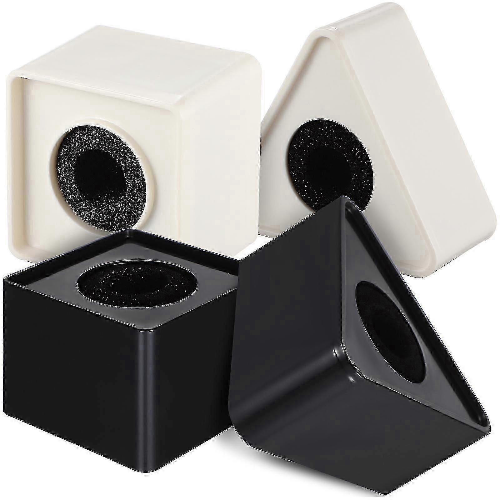 3D Microphone Logo Cube Stand: Modern Studio Design with White Square Base