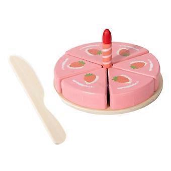 Conjunto de 80 peças de bolo de madeira para brincar de faz-tudo, bolo de madeira para cortar, conjunto de cozinha de brinquedo.