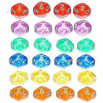 Conjunto de Dados de Acrílico 24pcs Brinquedos de Matemática Jogos de Mesa de Dados Brinquedos Dados de 10 Lados 0-9