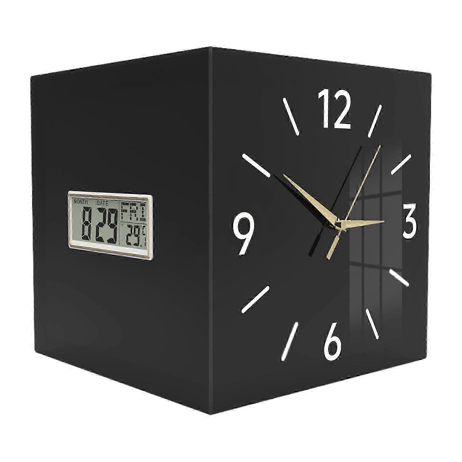 Double Sided Corner Wall Clock Temperature Display Quiet Month Date Week Display 26-27