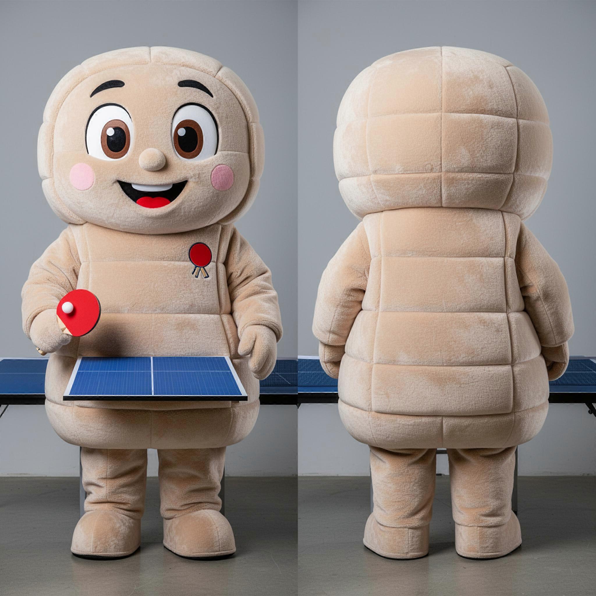 MASTICOT Beige Plush Rounded Ping Pong Table Mascot