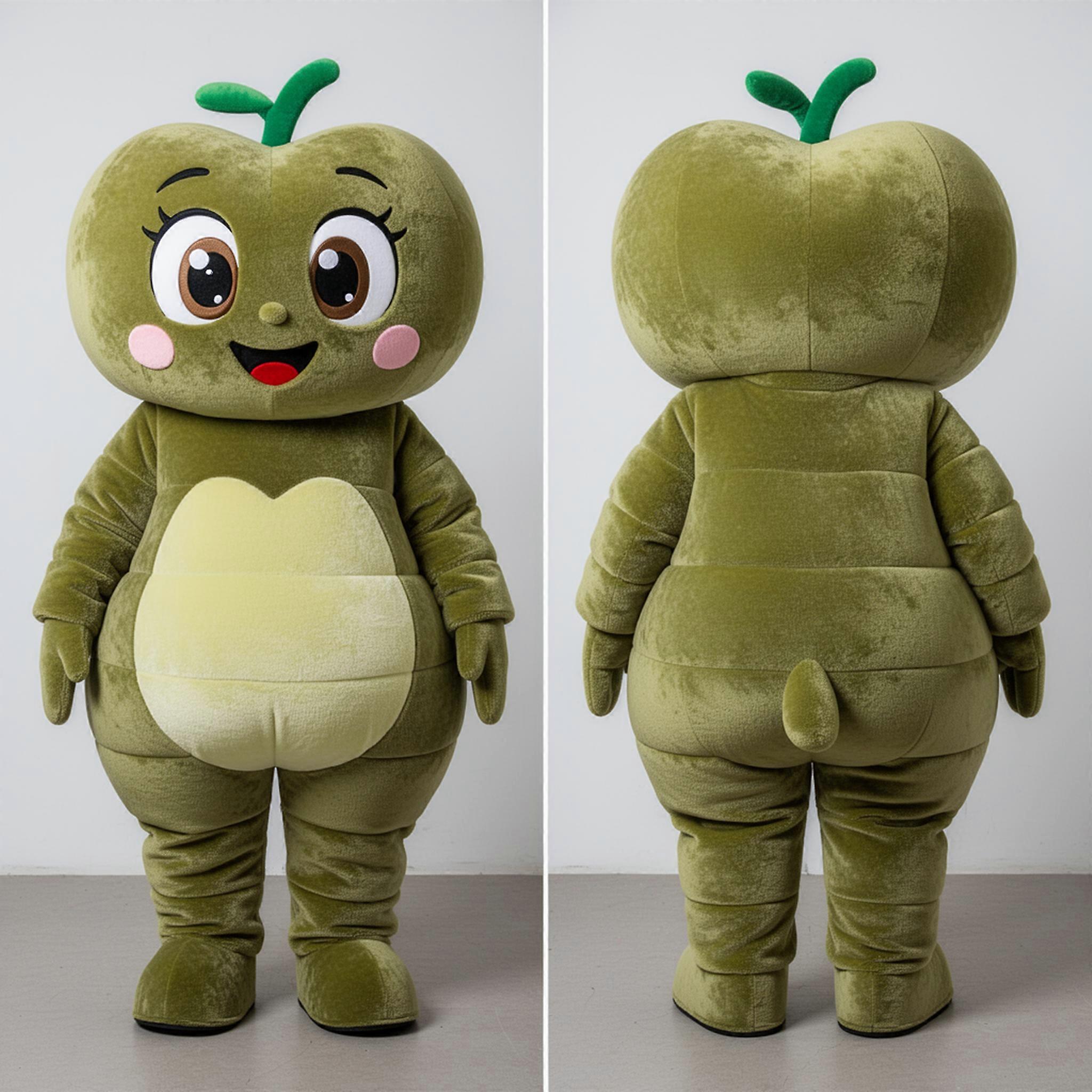 MASTICOT Olive Green Velvety Heart Mascot