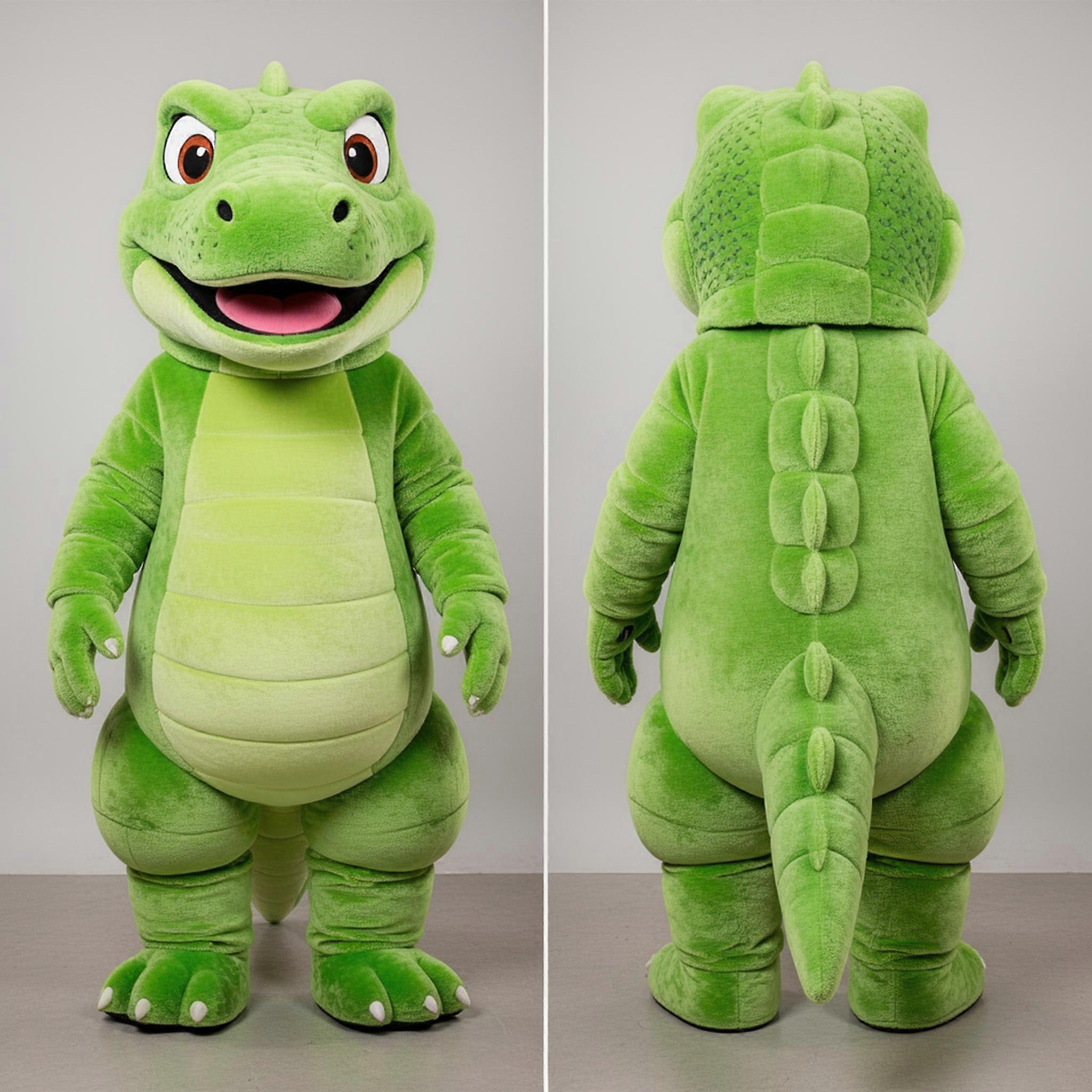 MASTICOT Lime Green Plush Komodo Dragon Mascot
