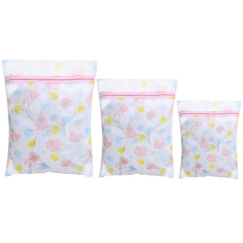 Laundry Bag Mesh Laundry Bags Zipper Function 3Pcs Set Multi Color Polyester