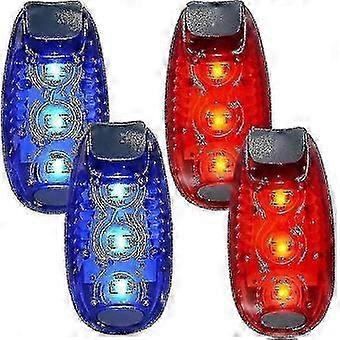 4 Pack LED Safety Lights for Runners, Cyclists, Dogs &amp; Boats - Flashing Strobe Clip-On Lights with High Visibility, Blue &amp; Red