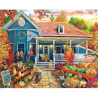 Herbstliches Kürbis-Puzzle mit Hausmotiv HAA811