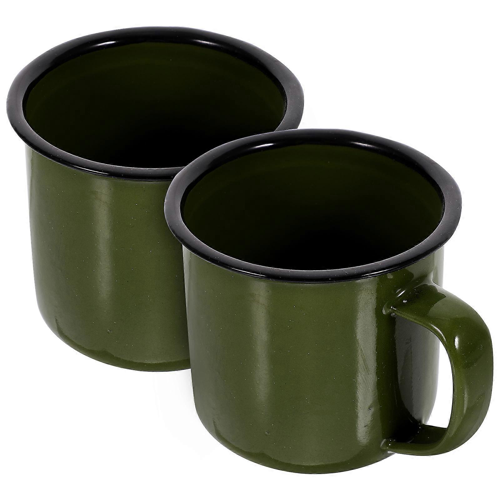 Iron Milk Mug Classic Retro Household Coffee Cup Multi-Function 2Pcs
