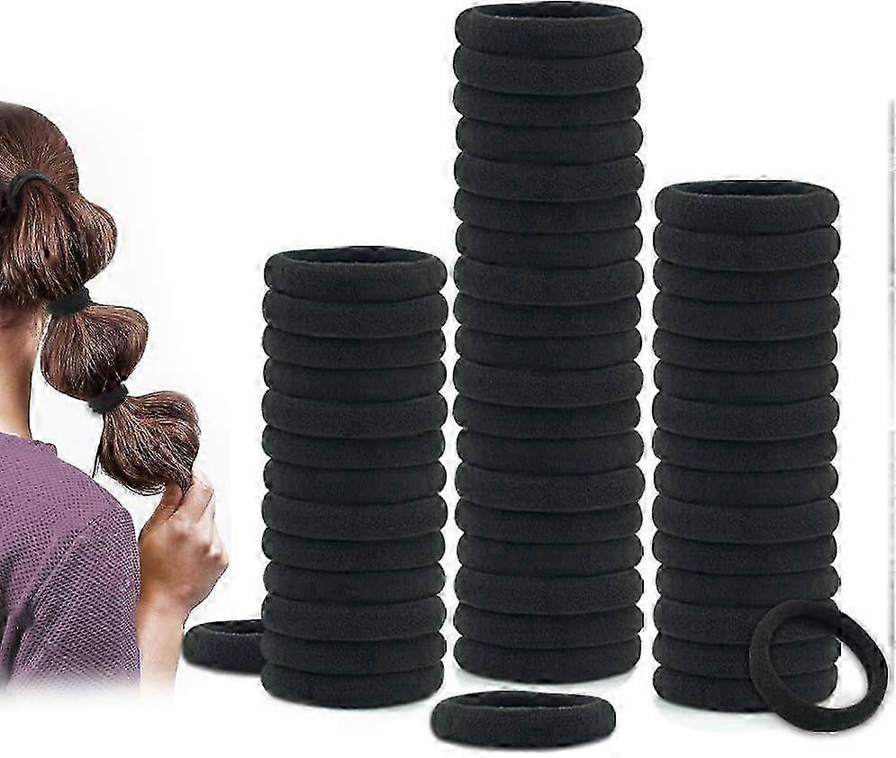 Black Thick Hair Ties 50 Count
