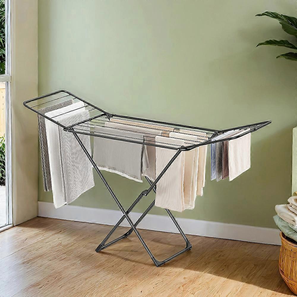 Foldable clothes drying rack with gullwings for laundry