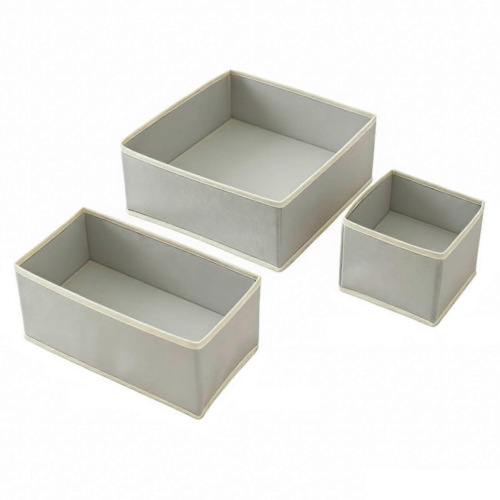 6 Pieces Foldable Storage Box Set Open Top Non-Woven Textile Boxes Space Saving