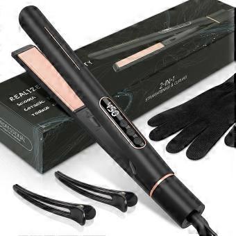 Hair Straightener and Curler 2 in 1, Argan Oil Ceramic Flat Iron with Fast Heating and Adjustable LCD Temperature