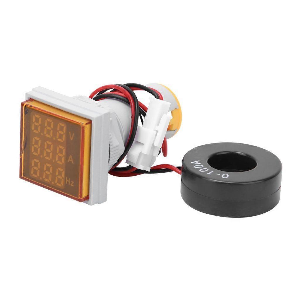 Multifunction Digital Meter Square 3-Digit Display AC Voltage Current Hertz TesterYellow YEMAA