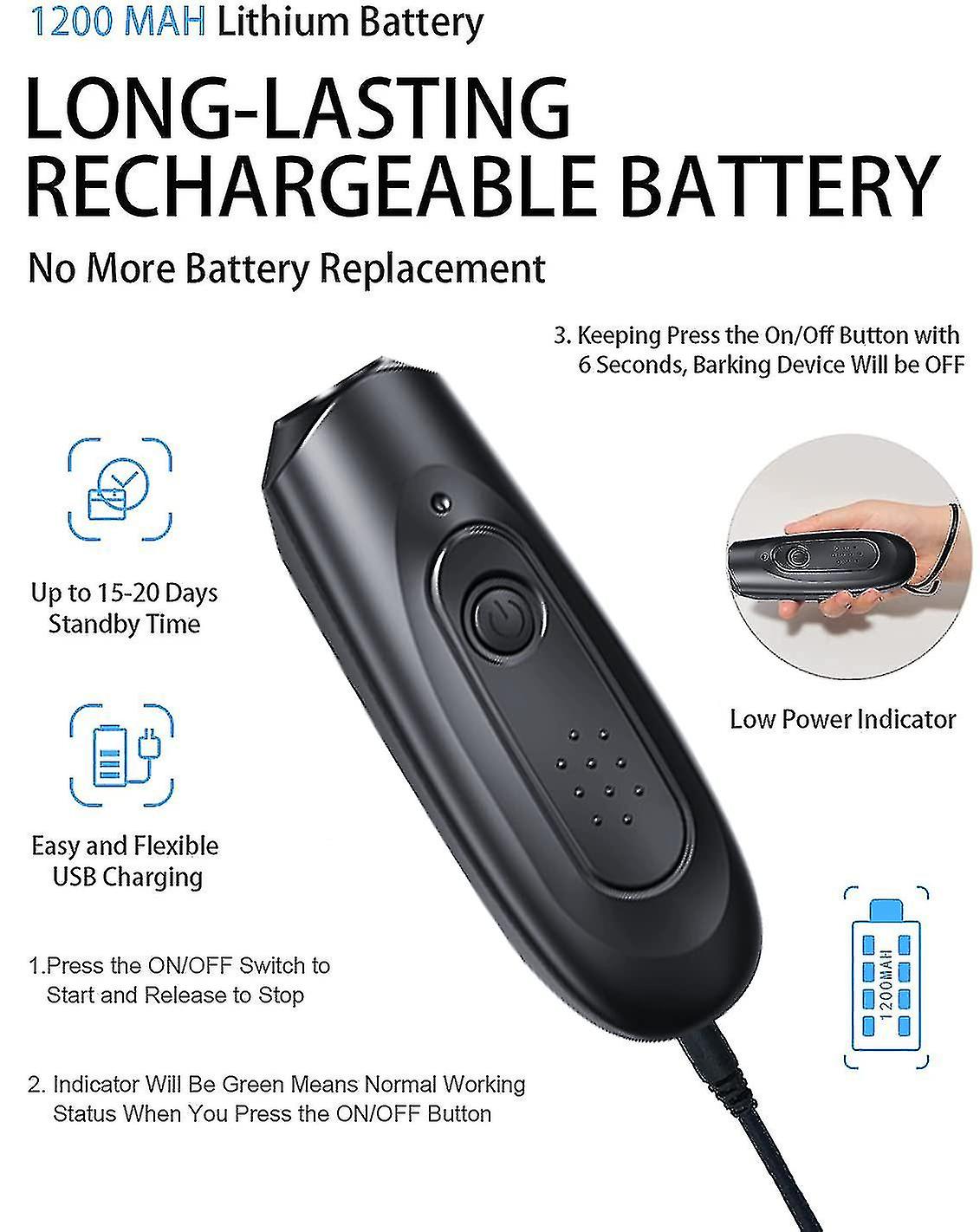 Anti Barking Devices, Handheld Ultrasonic Dog Bark Device Rechargeable