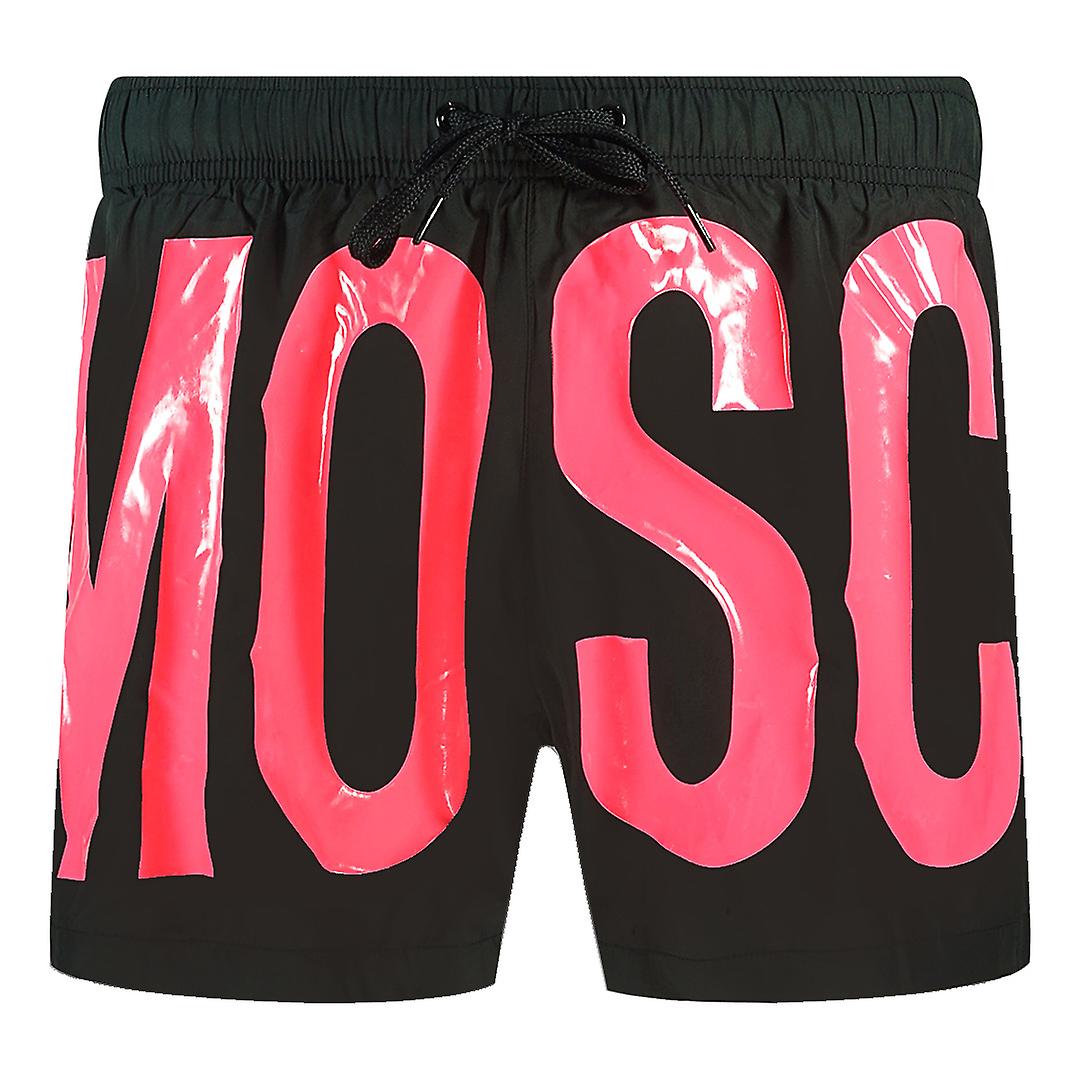 Moschino Pink Logo 黑色大号游泳短裤