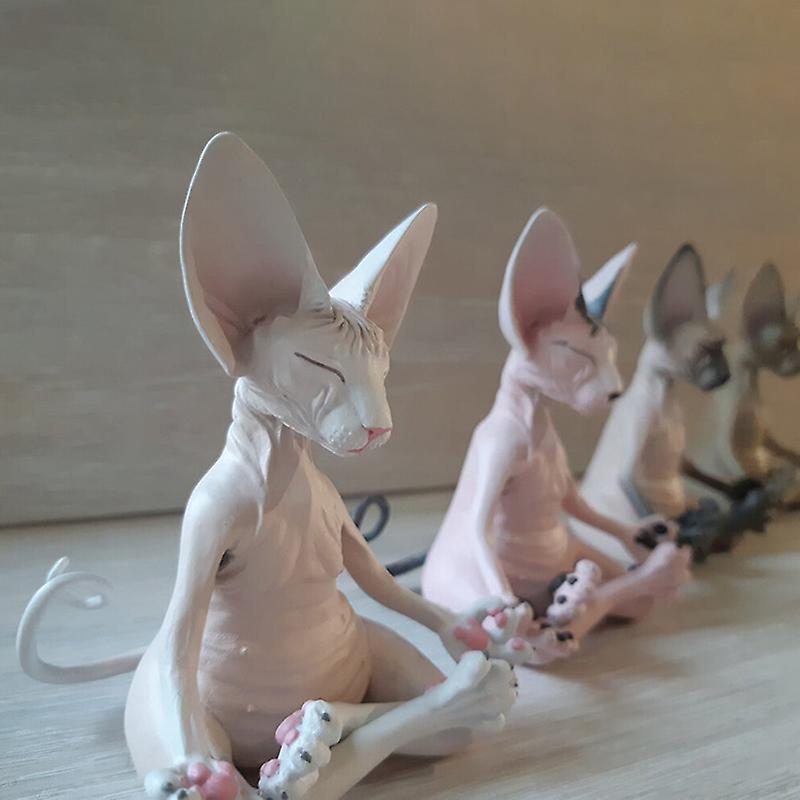 Statua Gatto Sphynx Che Medita – Figura In Resina Grigia Per Decorazione Casa, Ufficio, Scrivania – Regalo Per Amanti Dei Gatti E Yoga