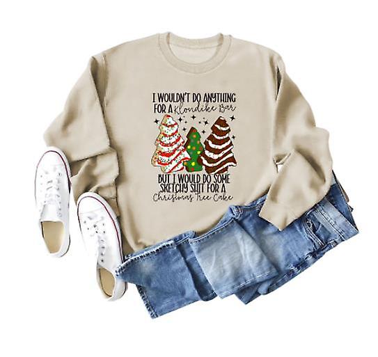 السيدات طاقم الرقبة قمم الخريف الشتاء أزياء عيد الميلاد طباعة عارضة طويلة الأكمام السيدات جديد لن أفعل Auything طباعة فضفاضة قميص من النوع الثقيل