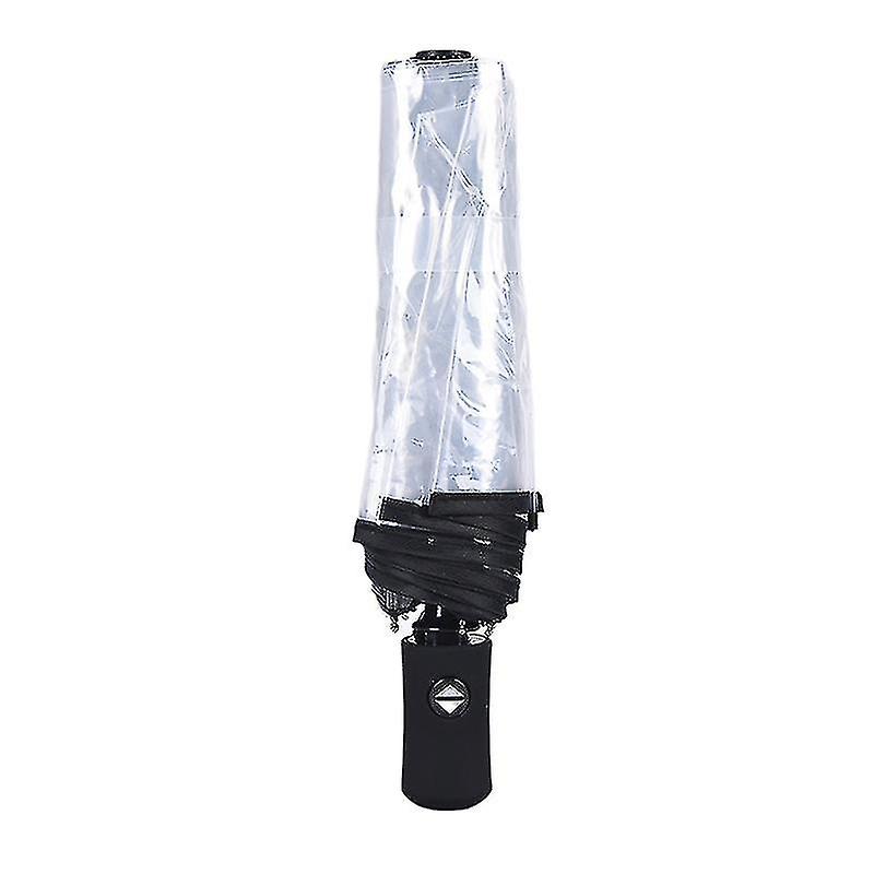 Automatic Open Close Fold Windproof Umbrella Compact Rain Transparent Clear