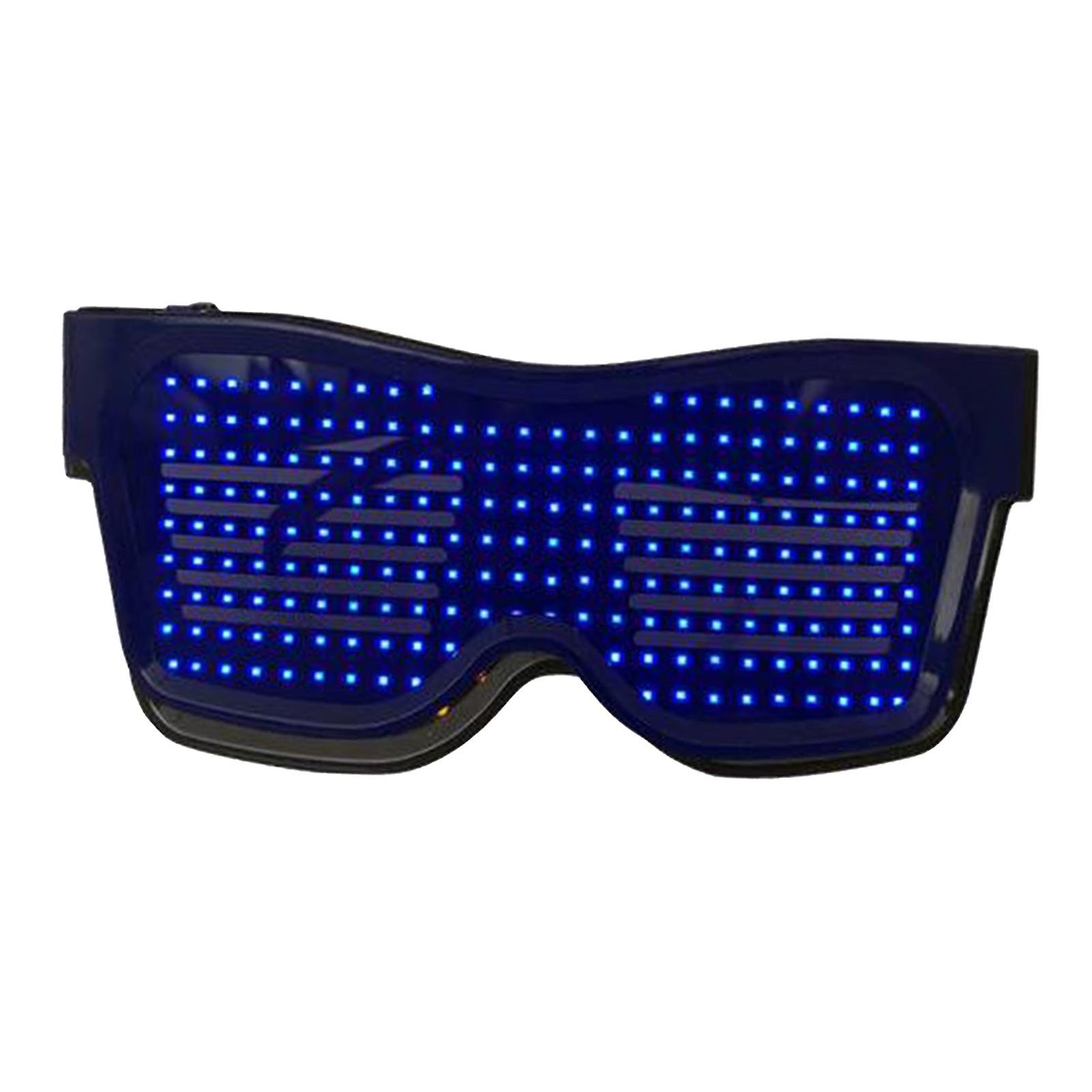 Bluetooth LED Gafas APP Control para Raves Fun Pantalla intermitente Texto azul