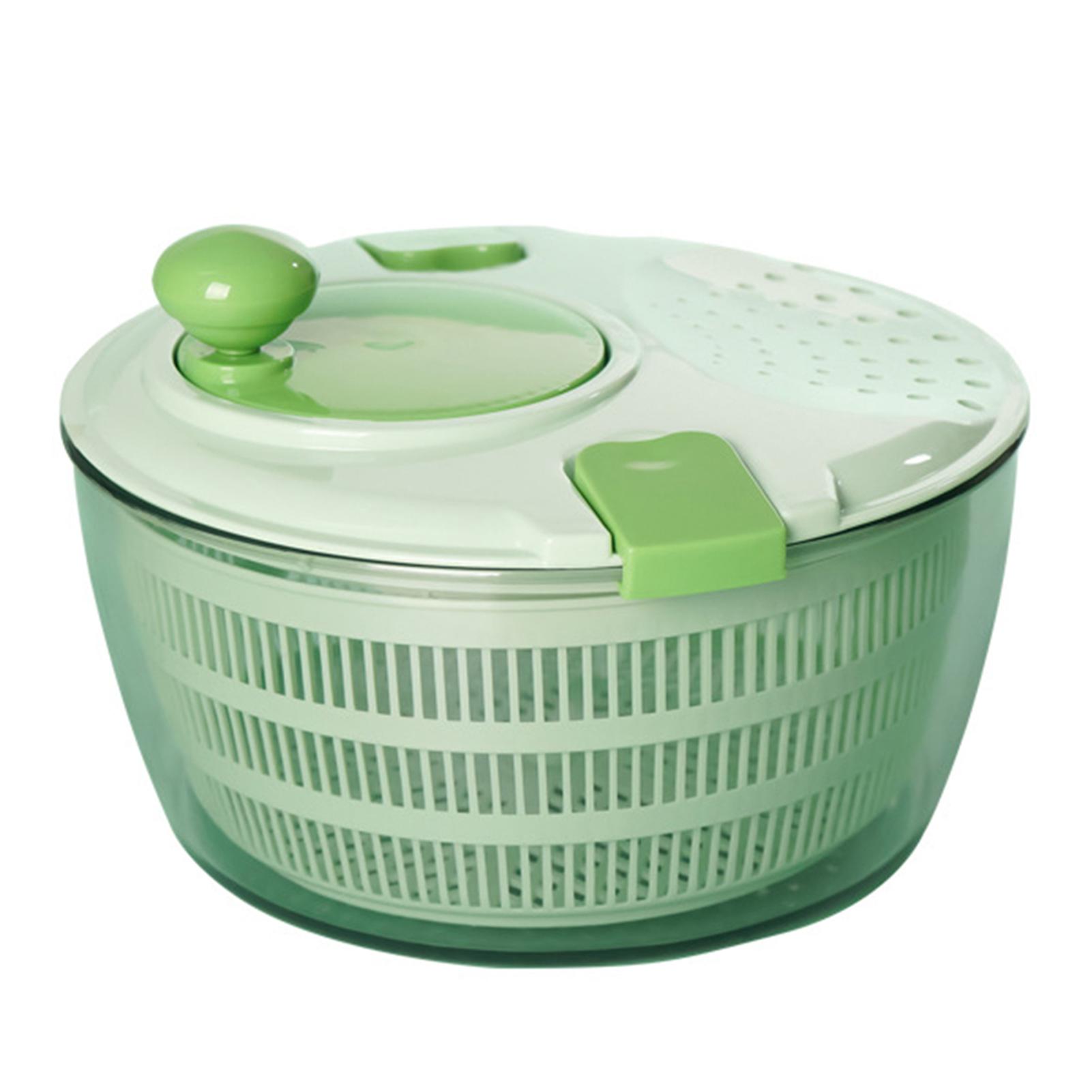 4L Green Manual Salad Spinners with Lid Large Capacity Veggie Washing Strainer for Washing Drying Leafy