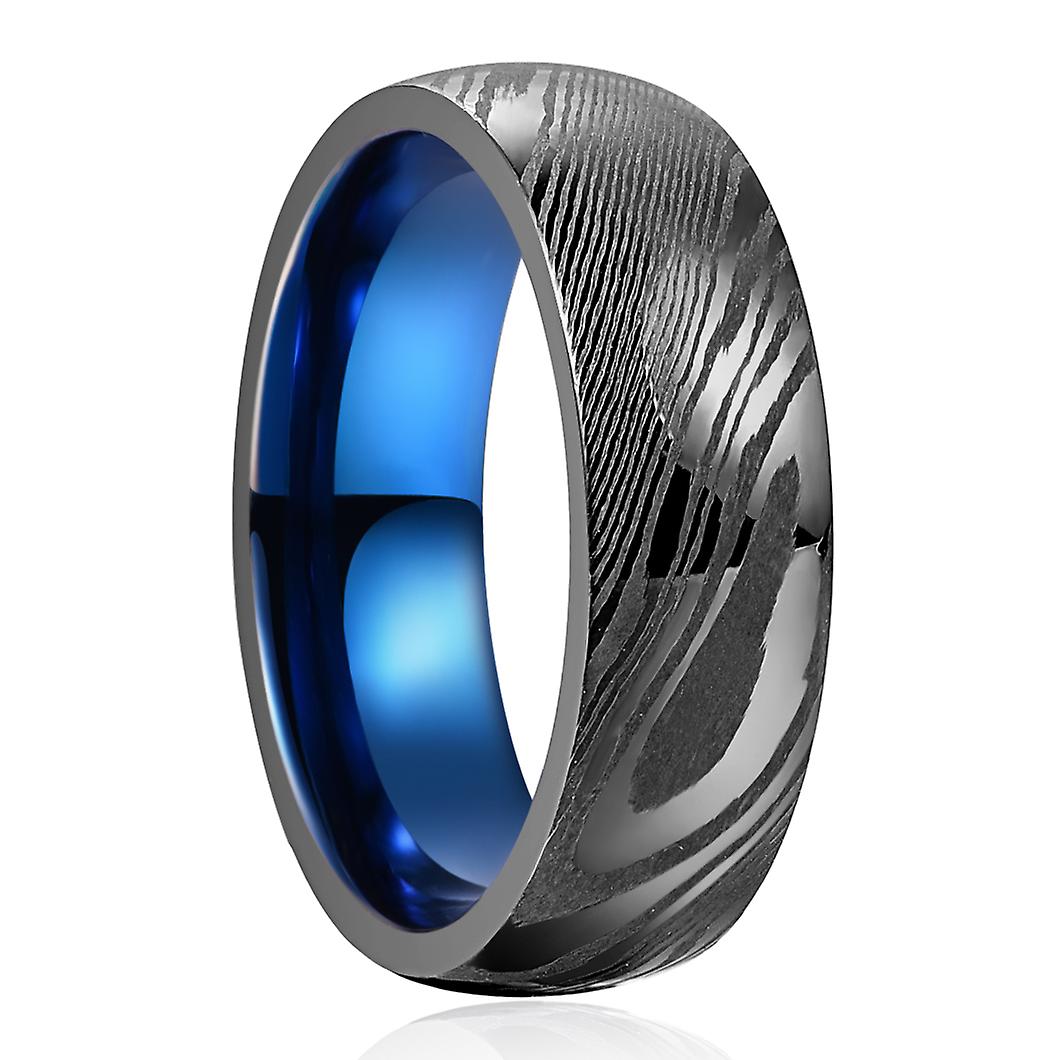 8mm Width Men's Damascus Steel Ring