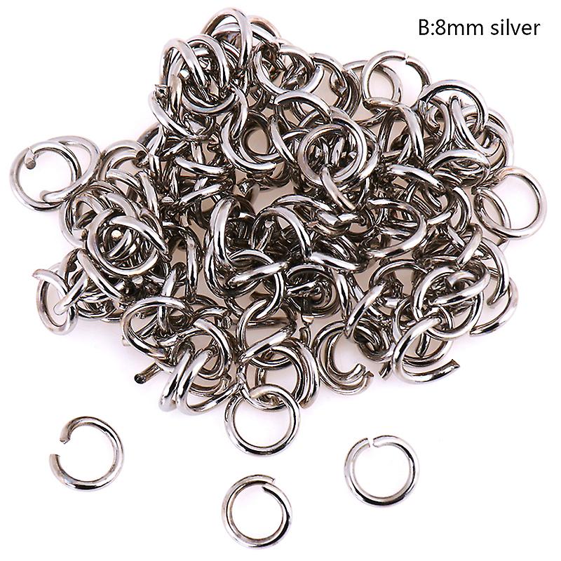 100pcs Stainless Steel Open Jump Ring 8/10mm Split Ring Connector