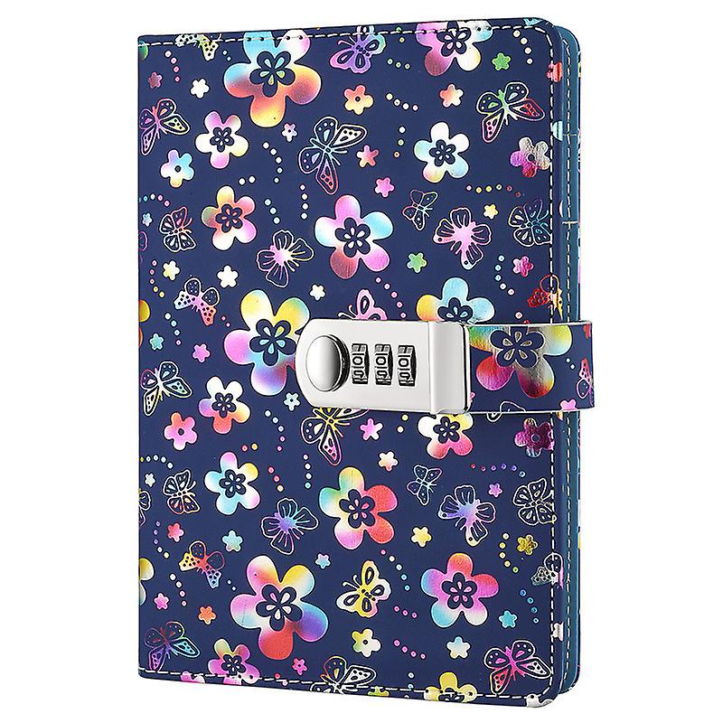 PU Leather Journal Writing Notebook,Lined Diary Notebook Notebook with Combination Lock Notebook Diary Notepad TPN102 Colorful Flower Pattern