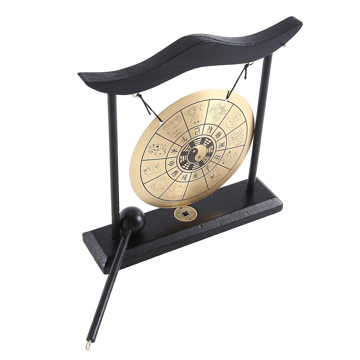 Gong De Bureau Feng Shui En Laiton 12,5cm Avec Maillet - Décoration Zen Chinoise