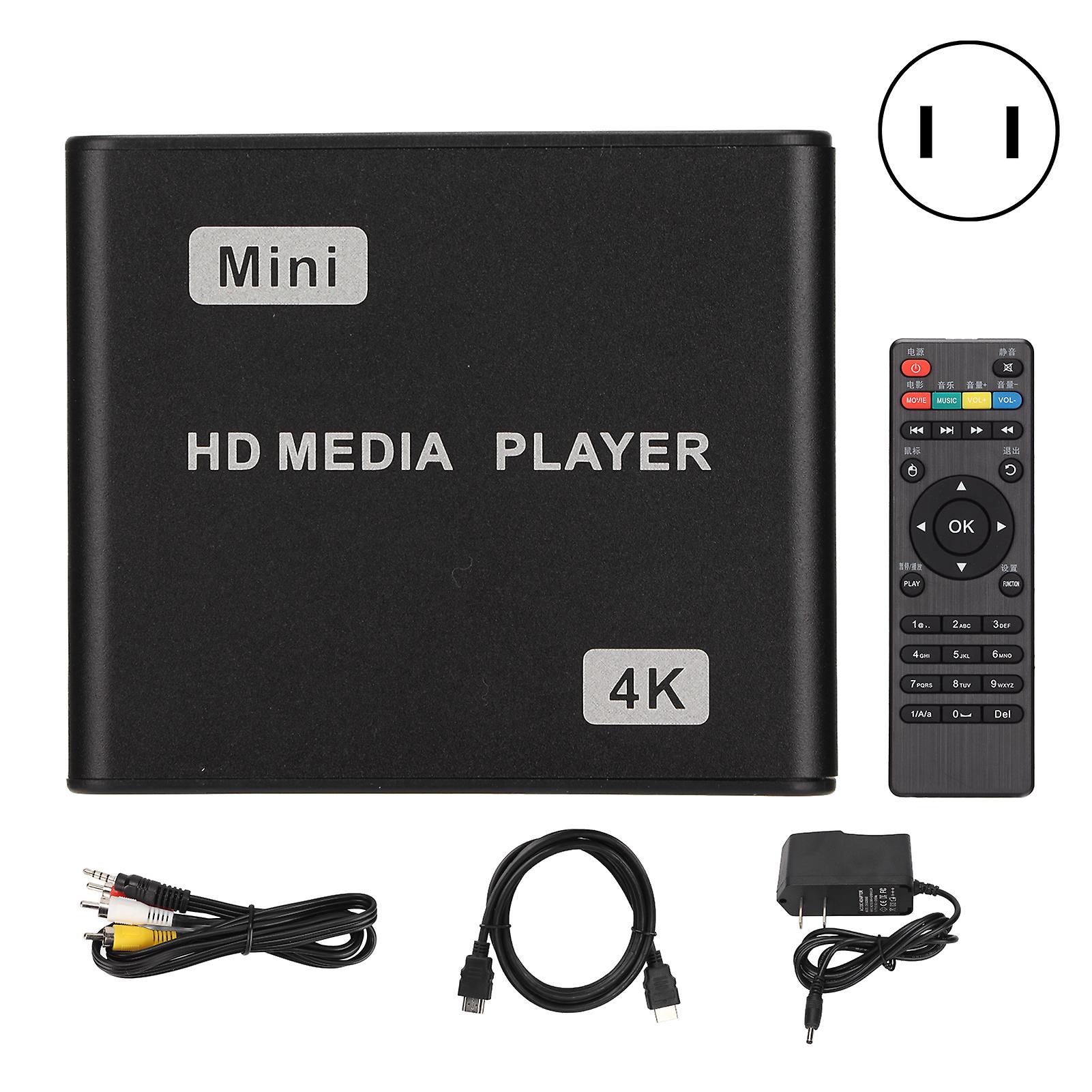 4K HD Mini Streaming Media Player with Remote Control and LED Indicator, US Plug