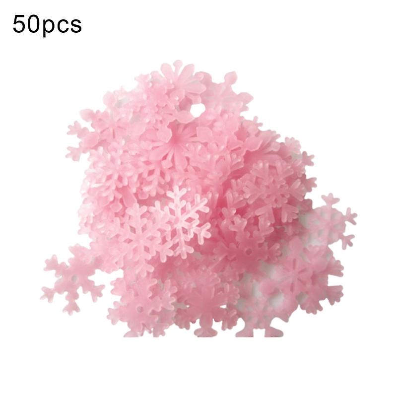 50Pcs Luminous Sticker Eye-catching Unique Shape Plastic Decorative Ceiling Snowflake Fluorescent St