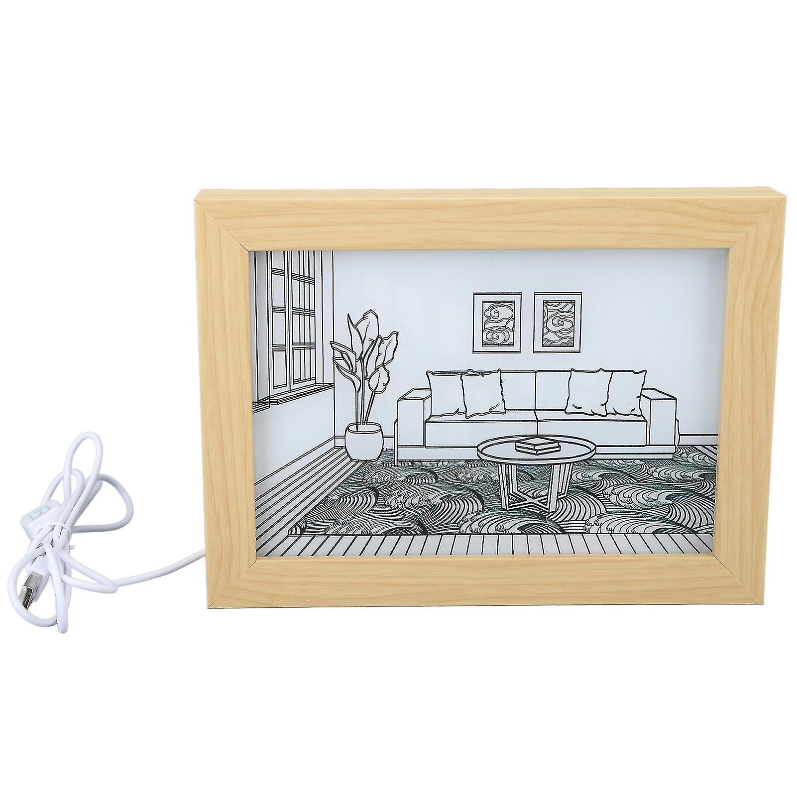 LED Decorative Light Painting Japanese Anime Style Light Up Painting with 3 Lighting Modes USB Plug in S 23x17x3cm