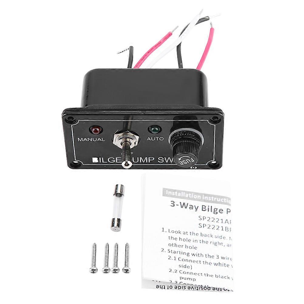 Bilge Pump Switch Panel with LED Indicator 12V DC Manual/Off/Auto for Boat