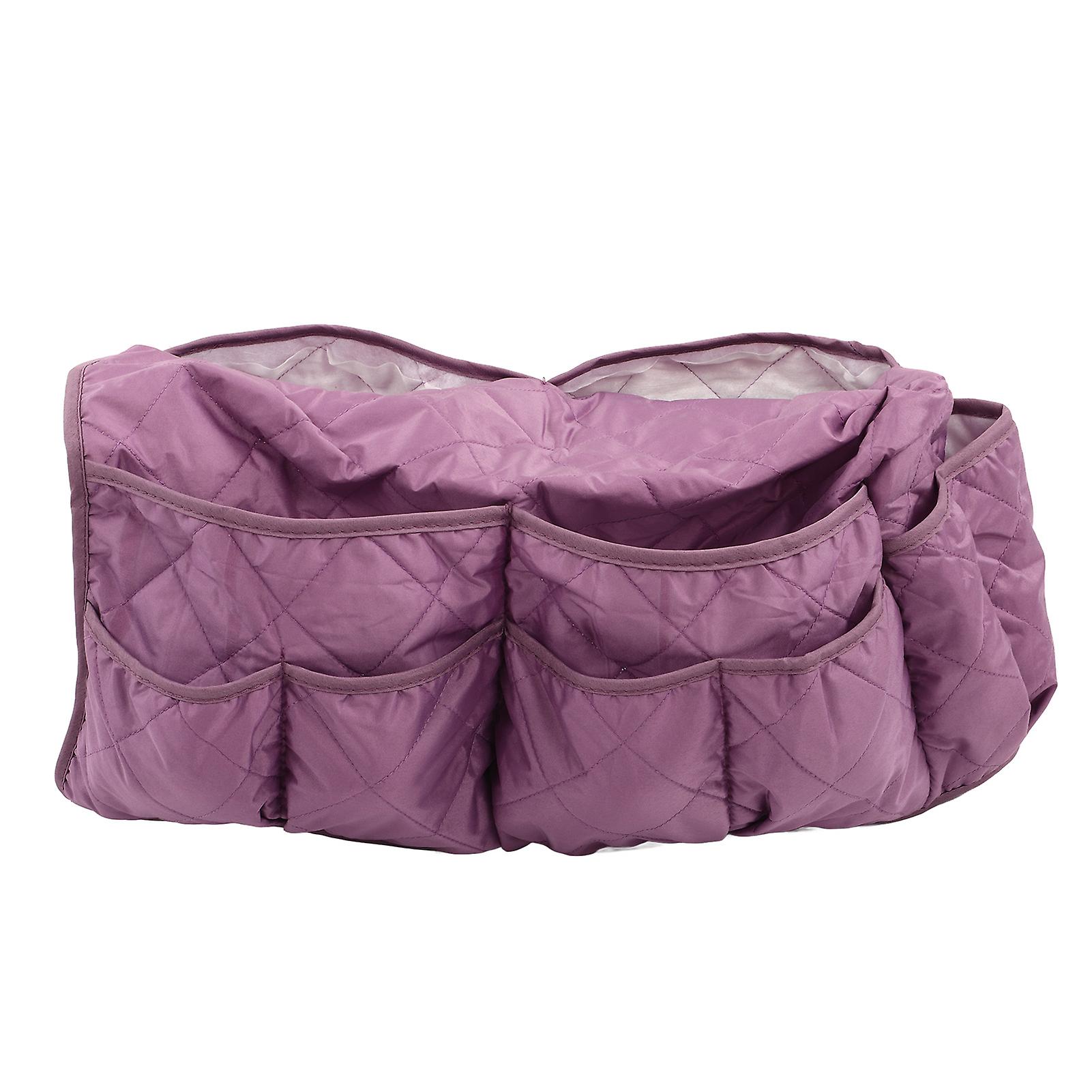 Sofa Armrest Storage Bag 14 Pockets Large Capacity Waterproof Bedside Storage Hanging Organiser for Remote Control Phone Purple