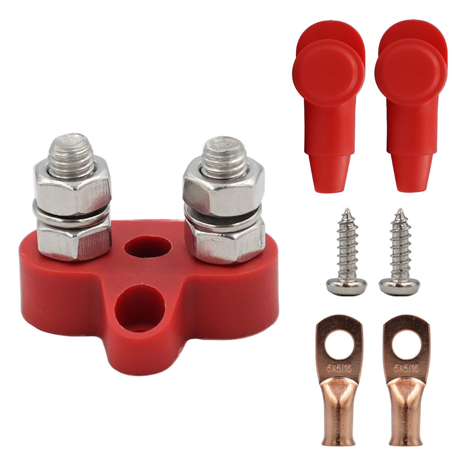 power Distribution Terminal Block Kits 48V for Truck Car RV Red Single Stud