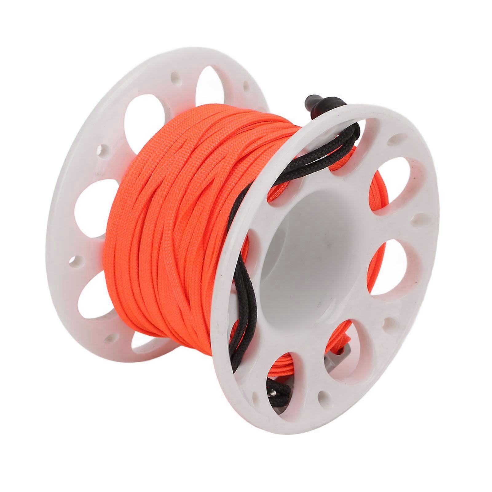 Buoy Spool Plastic Spool Reel with Double End Bolt Snap Orange Line 15M for Wreck Scuba Diving