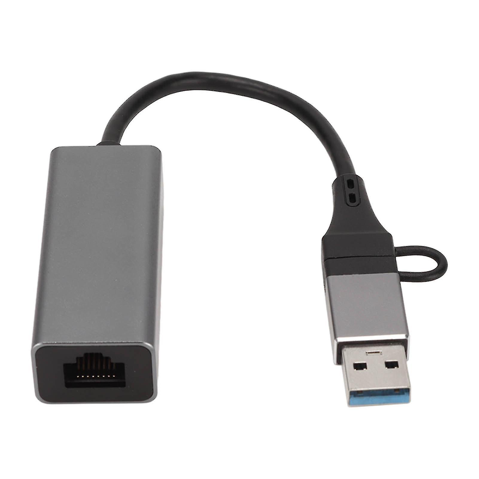 USB-C-zu-RJ45-Adapter, silbergrauer USB-zu-Ethernet-RJ45-Adapter für Laptop-PC, unterstützt 10/100/1000 Mbit/s, stabiler Chip