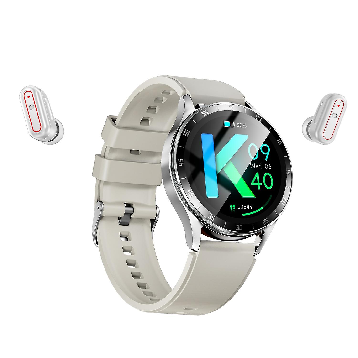 X10 2-in-1 1.39-inch Smart Watch with Earbuds, Flip Cover Version - Silver