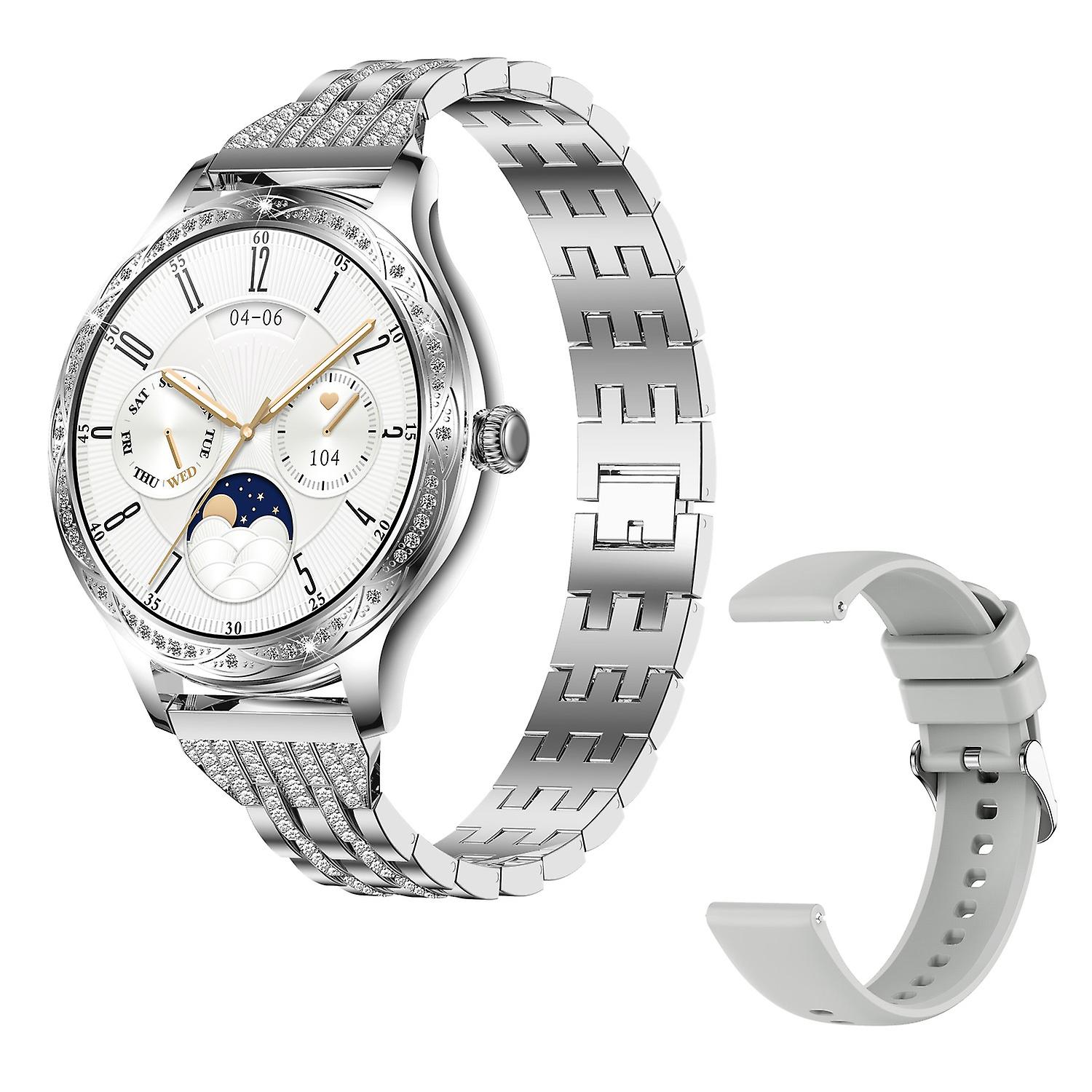 AK60 Steel Strap + Silicone Strap Women Smart Watch Health Monitoring Bluetooth Calling Smart Bracel