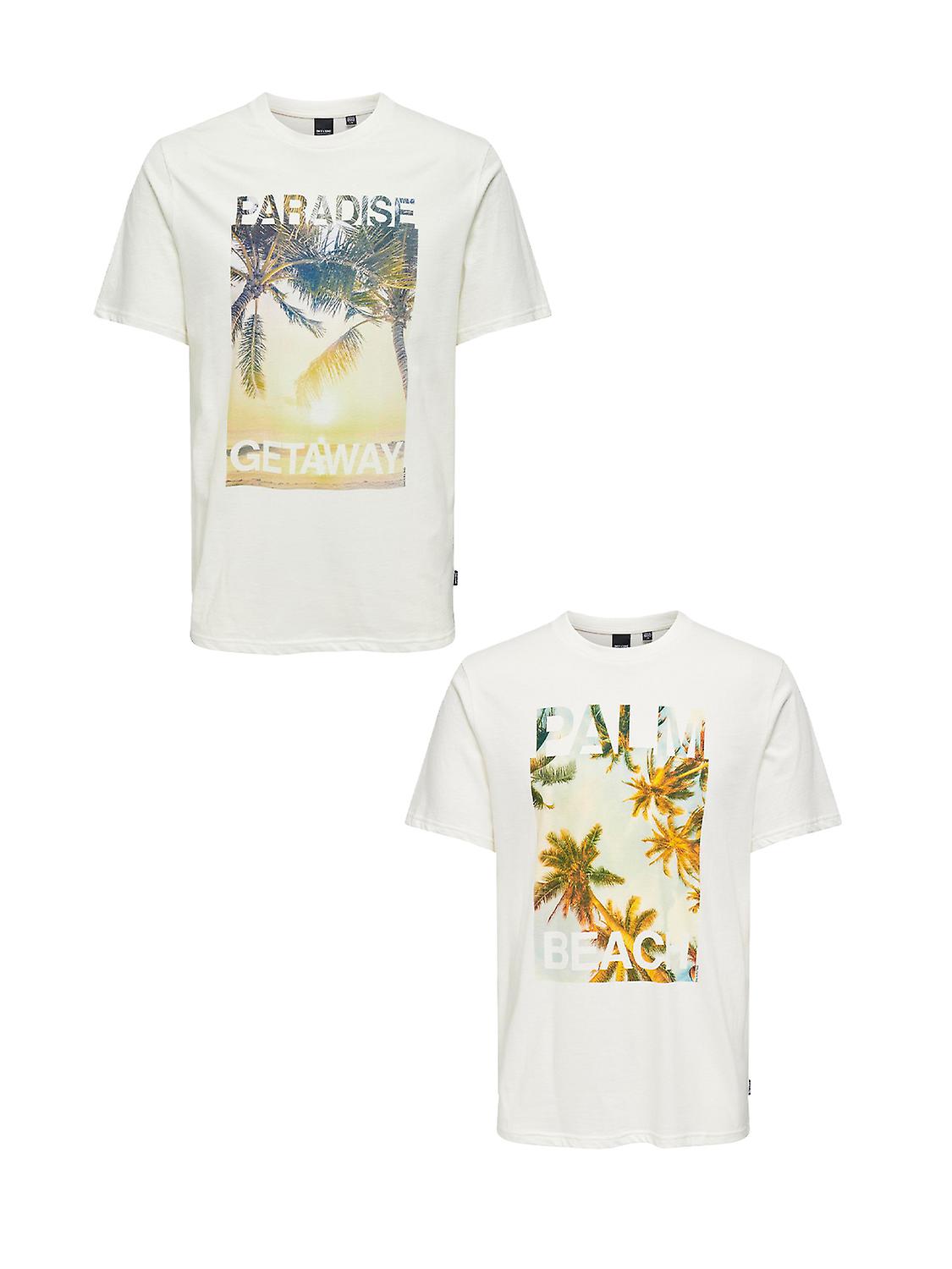 ONLY & SONS Herren T-Shirt 2er-Set Rundhals Kurzarm bequemes Sommer Oberteil