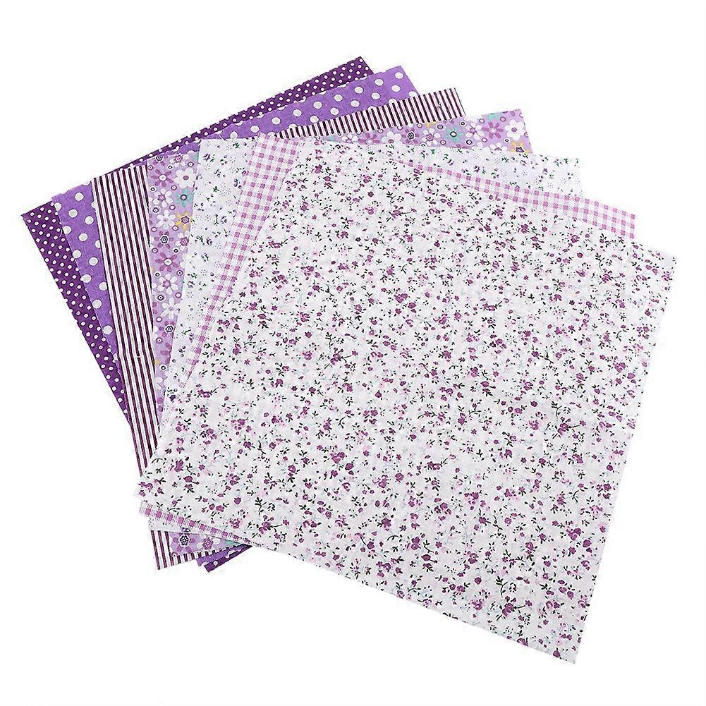 7pcs 25*25cm Cotton Fabric Diy Assorted Squares Pre Cut Bedding Kit Quarters Bundle Purple Dot