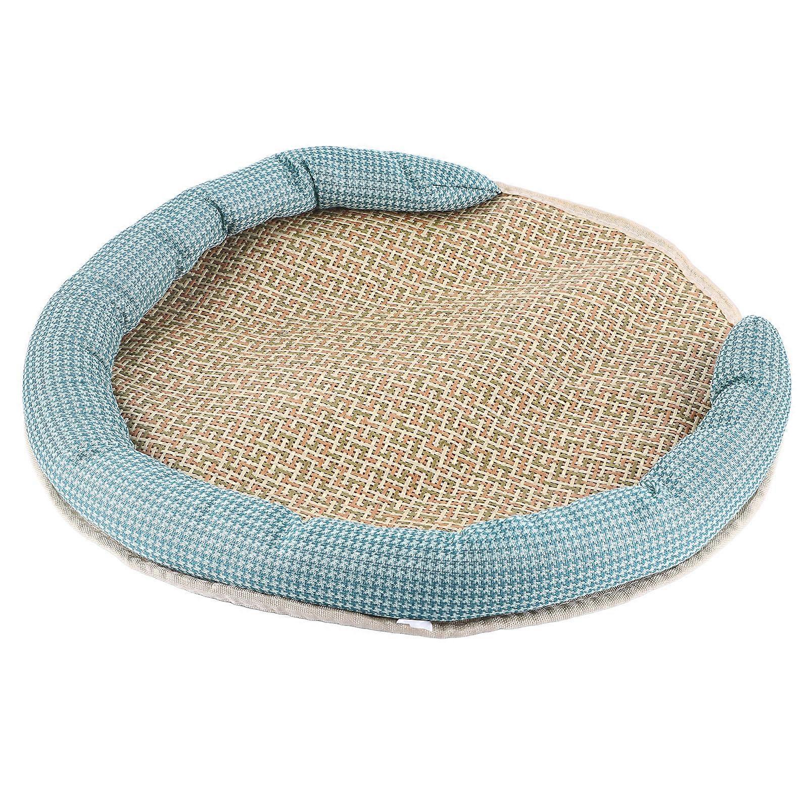 Pet Cooling Mat Summer Waterproof Breathable Soft Comfortable Hand Woven Cat Cool Rattan Pad For Indoor
