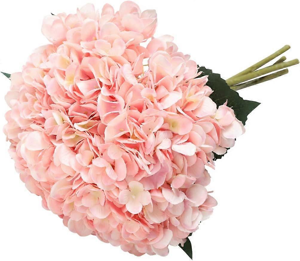 Artificial Hydrangea Flower, 5 PCS Long Stem Silk Hydrangea Bouquets (Pink)