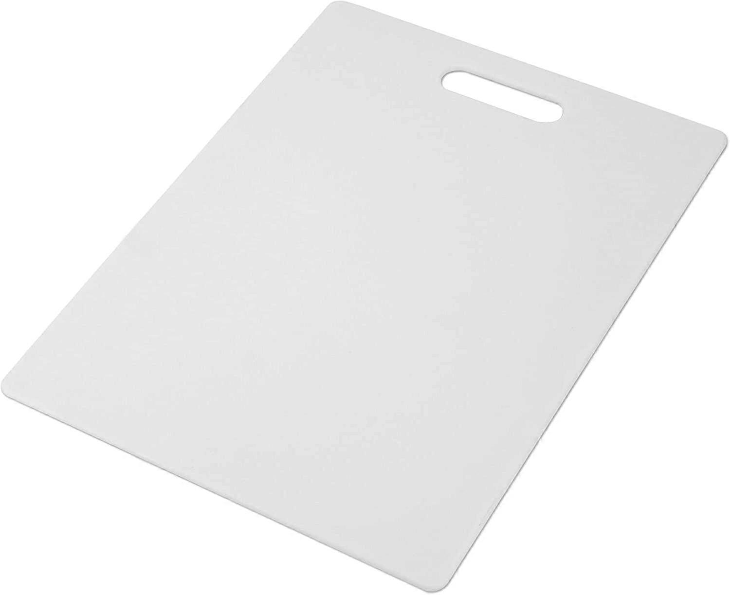 Dishwasher - Kitchen Safety Plastic Cutting Board with Easy Grip Handle, White