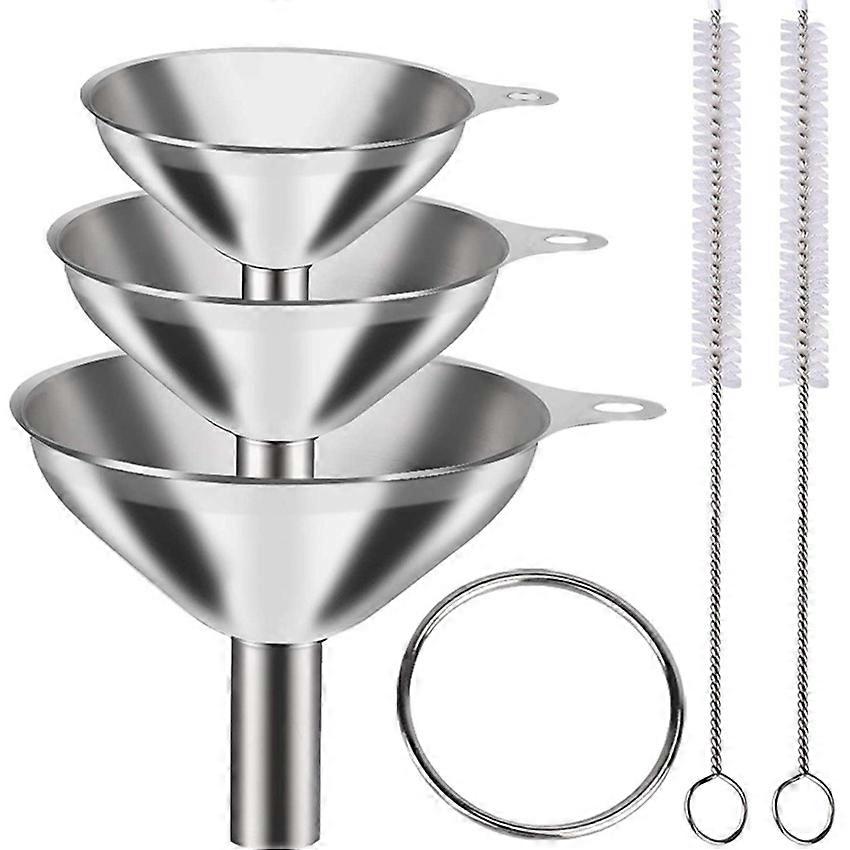 5pcs Stainless Steel Funnels For Kitchen Use, Large Tiny Small Funnel Set Of 3, Metal Cooking Powder Food Grade Flask Funnels For Filling Bottles Liqu