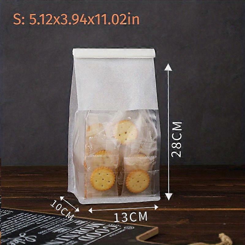 30pcs, sacs en papier de boulangerie avec fenêtre, sacs de stockage d’aliments auto-adhésifs pour l’emballage de biscuits / pain / sandwich / toast / croissant