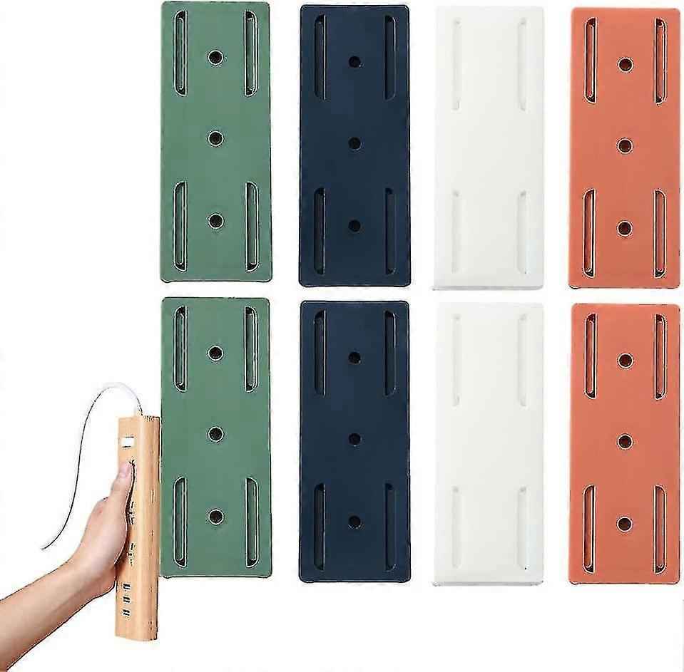 8Pcs Self Adhesive Power Strip Holder, Plug-In Socket Fixer Bracket Stand, Power Strip Fixator, Surge Protector