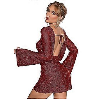 strapless open back dress Levitation Long Sleeve Mesh Mini Dress in Red