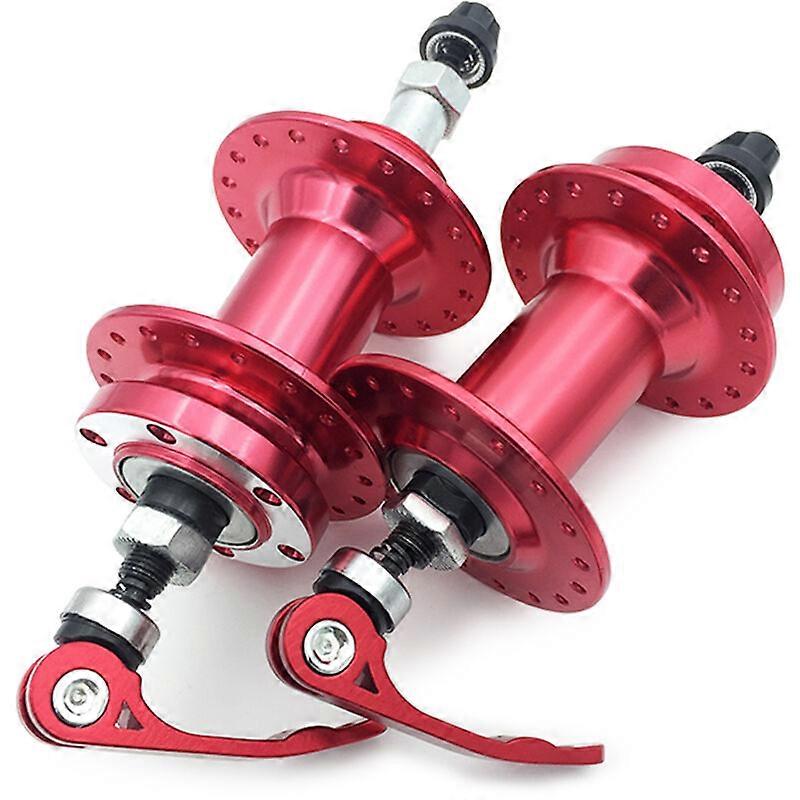 MTB Bike Disc Brake Cassette Bearing Hub 36H Front Rear Hub Set with Realse Quick Release Skewers Axle - Red Edition