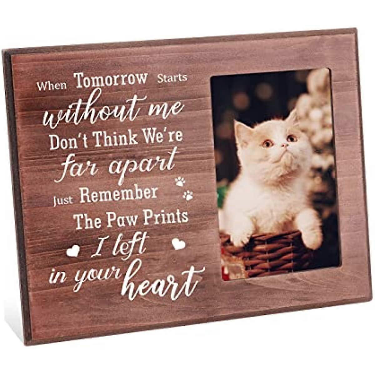 4x6 Inch Picture Frame Pet Memorial Picture Frame with Paw Prints Saddle Brown Wood Photo Frame Rectangle Frame with Just Remember The Paw Prints I Le