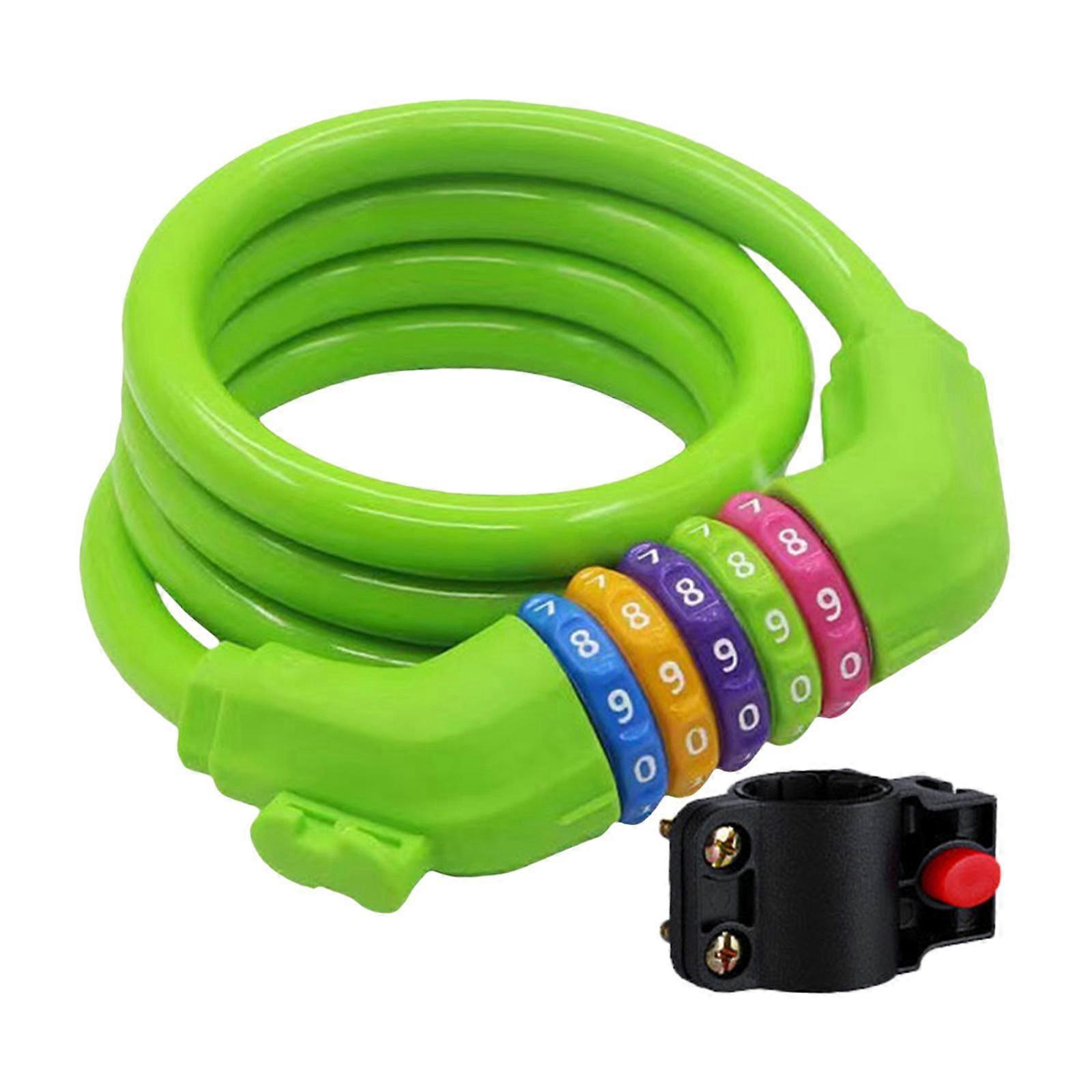 Cable Lock with Bracket Coiled Solid Anti-thievery Chain for Skateboard Outdoor Pink