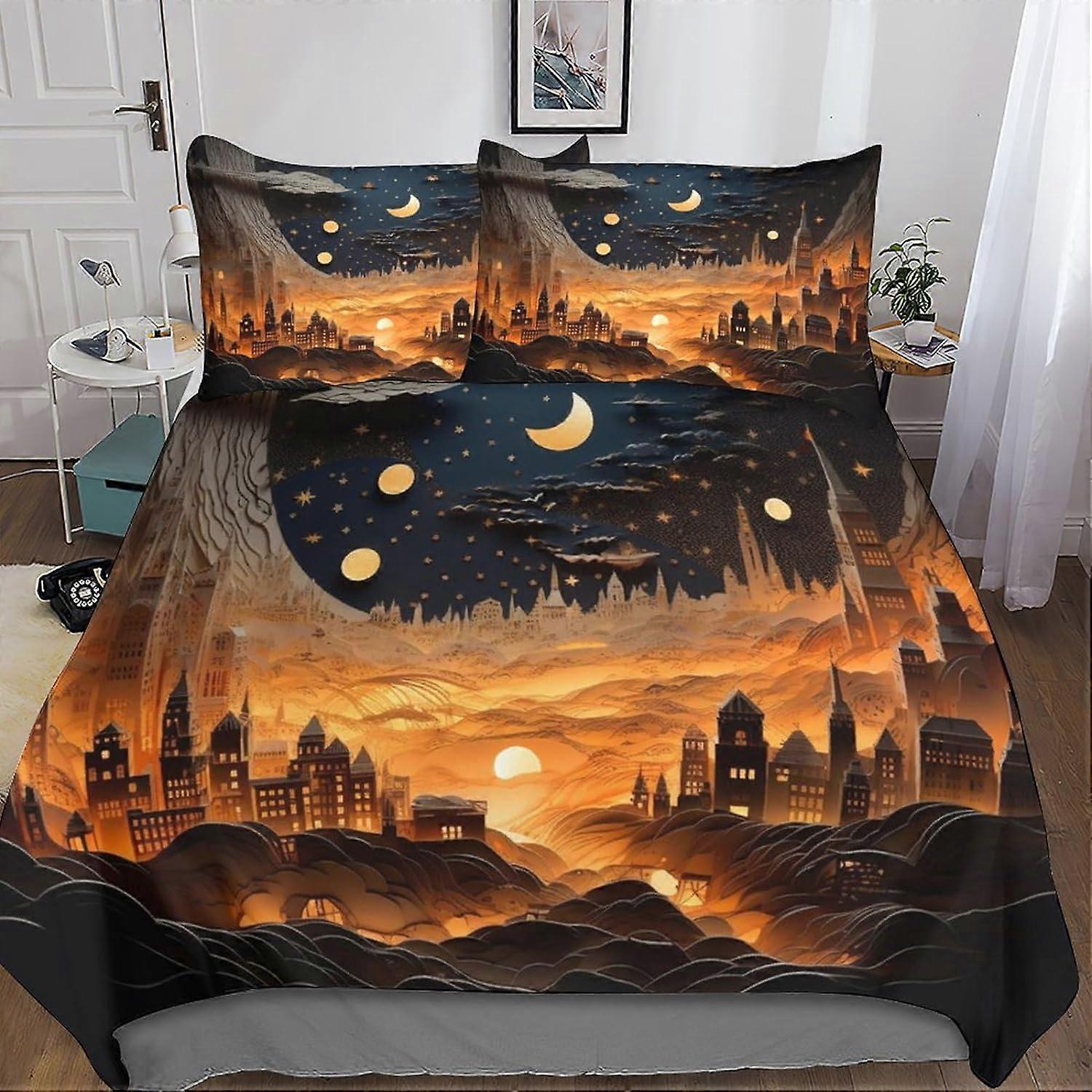 Paper Art Light Duvet Cover Set 3D Printed Microfiber Bedding with Pillowcases, Zipper Closure, 3 Pieces for Teens and Adults Double